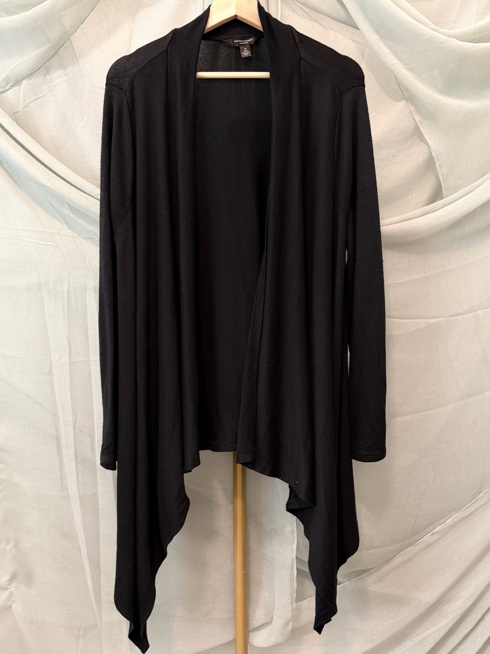 Banana Republic Luxespun Black Draped Open-Front Cardigan